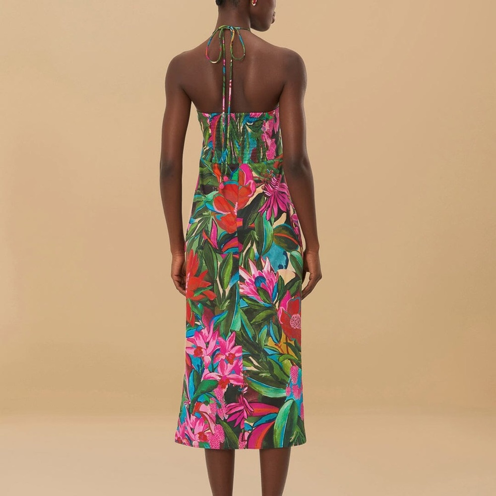 NWT Farm Rio Multicolor Jardin De Reve Organic Cotton Midi Dress - Picture 4 of 6